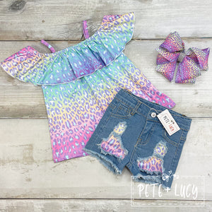 pastel jungle 2 pc. denim short set