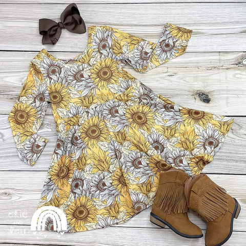 Autumn Sunflower Twirl Dress