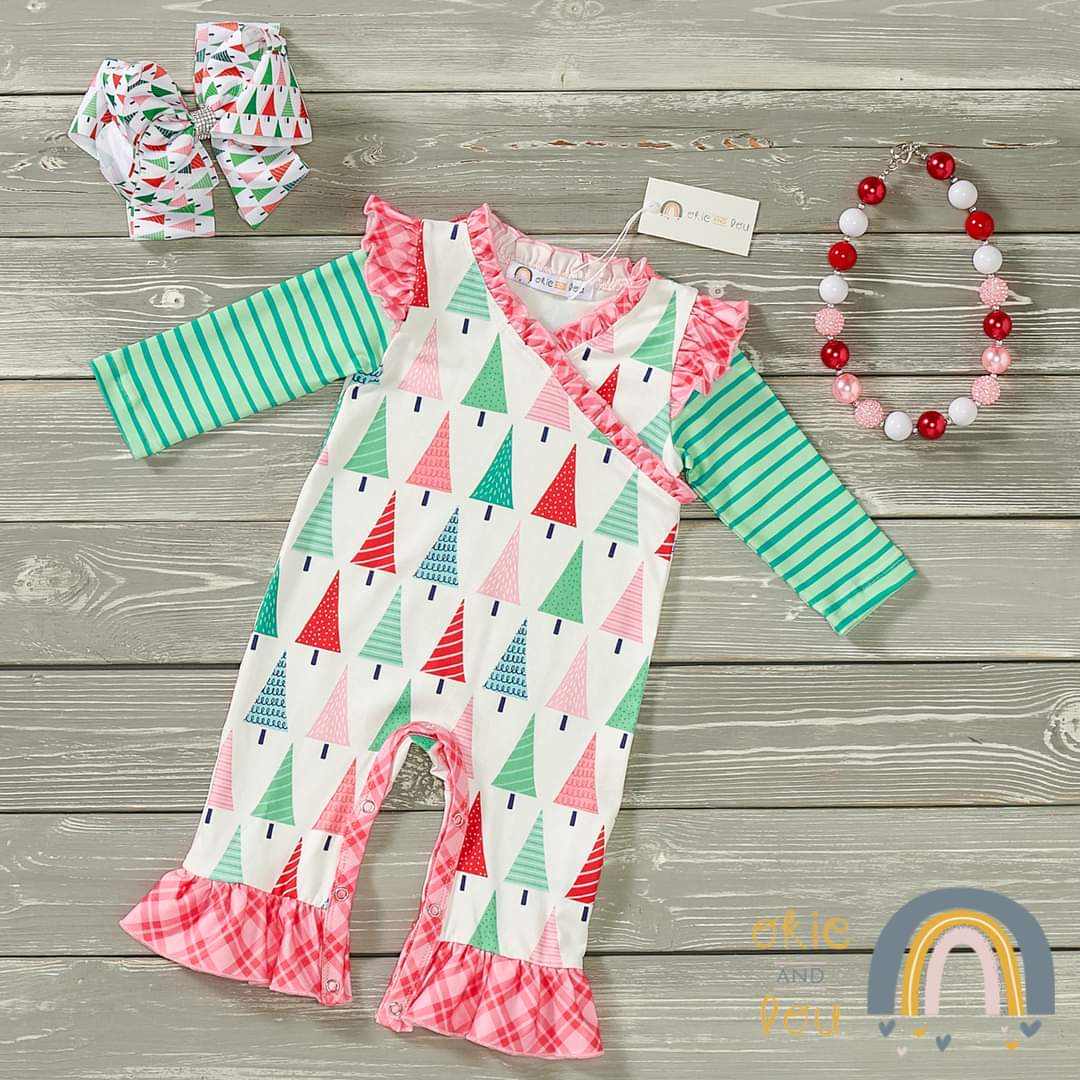 Abstract Trees Ruffle Romper