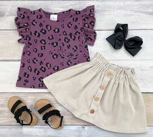 Purple Cheetah Skirt Set